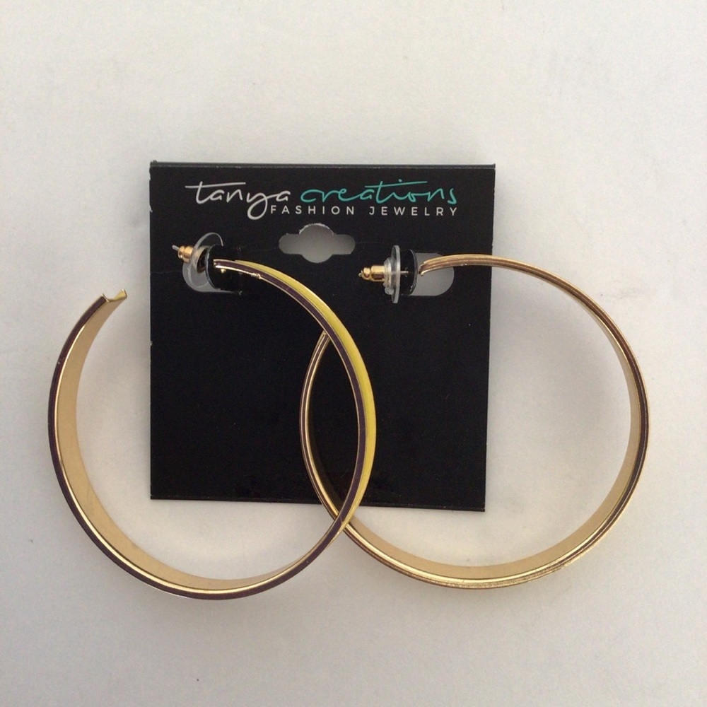 TANYA CREATIONS YELOW ENAMEL HOOP EARRINGS NWT